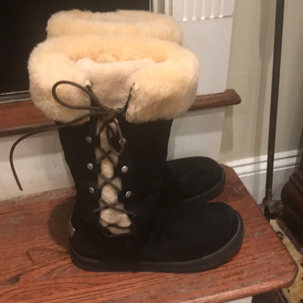 Ugg Upside Black Suede Lace-Up Boot